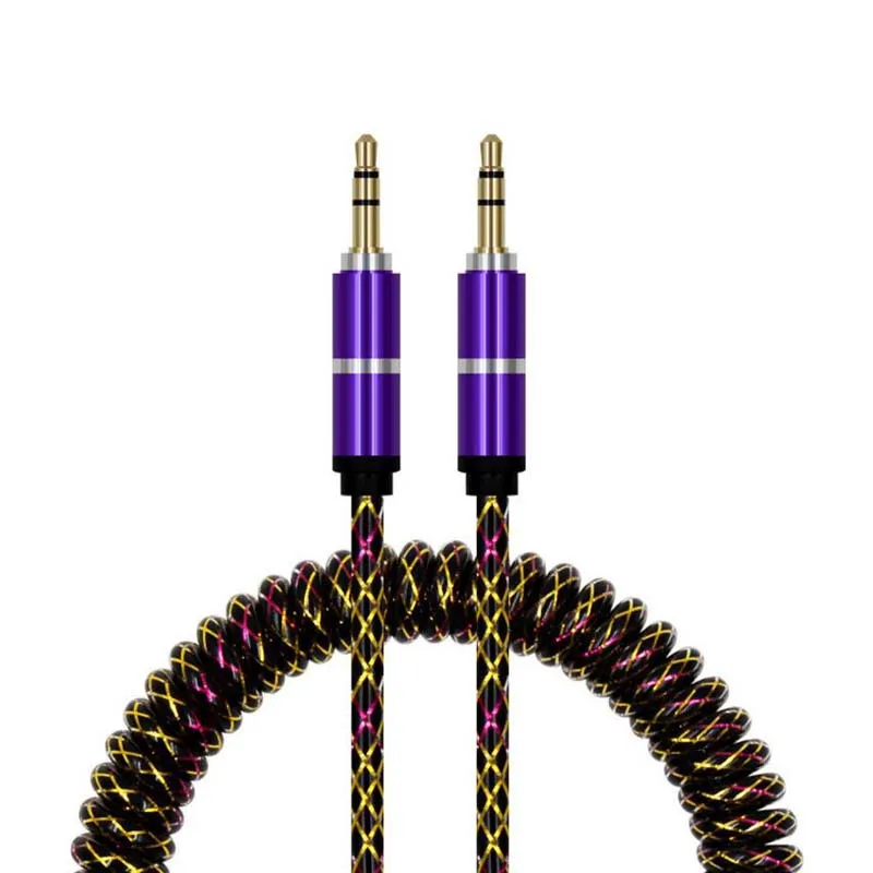 JINCHI كابل مساعد جاك 3.5 مللي متر الصوت كابل الذكور إلى الذكور سيارة كابل مساعد النايلون Bradied مطلية بالذهب مساعد كابل للسيارة 1.8 متر