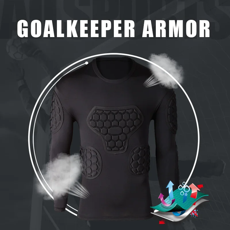 Shinestone goalkeeper uniforms Men\'s jersey Breathable Sponge Soccer Tights Protective Long-Sleeved Collision football training