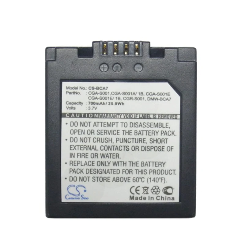 Cameron Sino 700mah battery for LEICA D-LUX for PANASONIC Lumix DMC-F1 DMC-F1PP DMC-FX5 DMC-FX1EG-S  BP-DC2 CGA-S001E  CGA-S001