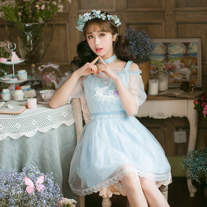 Princess sweet lolita dress abito in Chiffon Candy Rain Princess dress collar sweet slim line C22AB7076