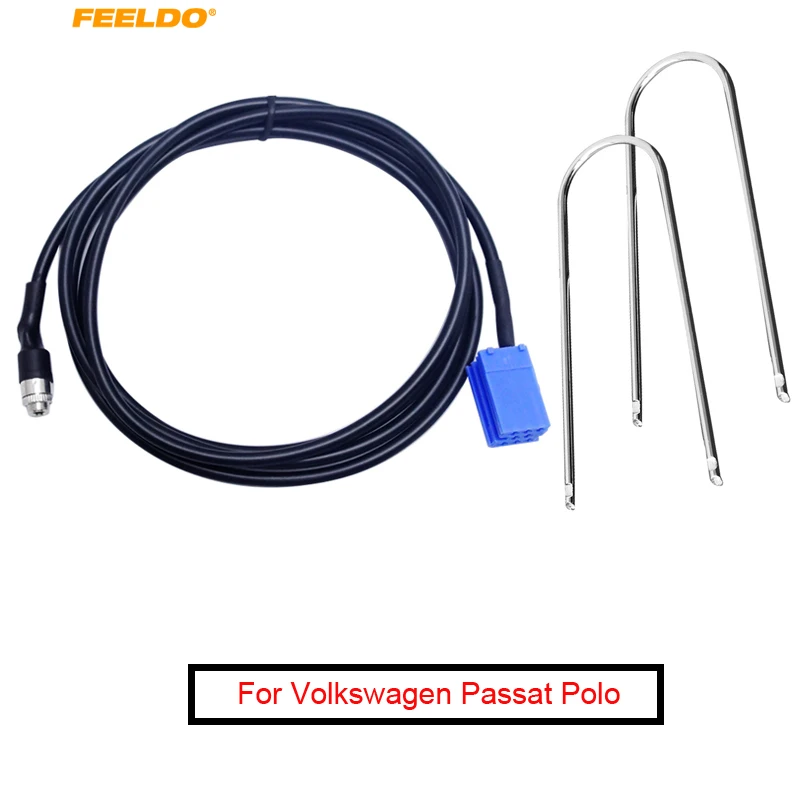 FEELDO 1Set Car Stereo Female 3.5MM Jack Aux Adapter Cable For AUDI VW Passat Polo Bora with 2-Key Tool Radio Wire #AM5733