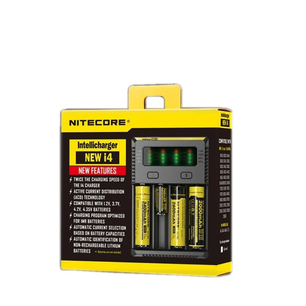 NITECORE New Original Package  I4 Digicharger 18650/14500/Li-ion Rechargeable Battery Charger Universal Charger + Charging Cable