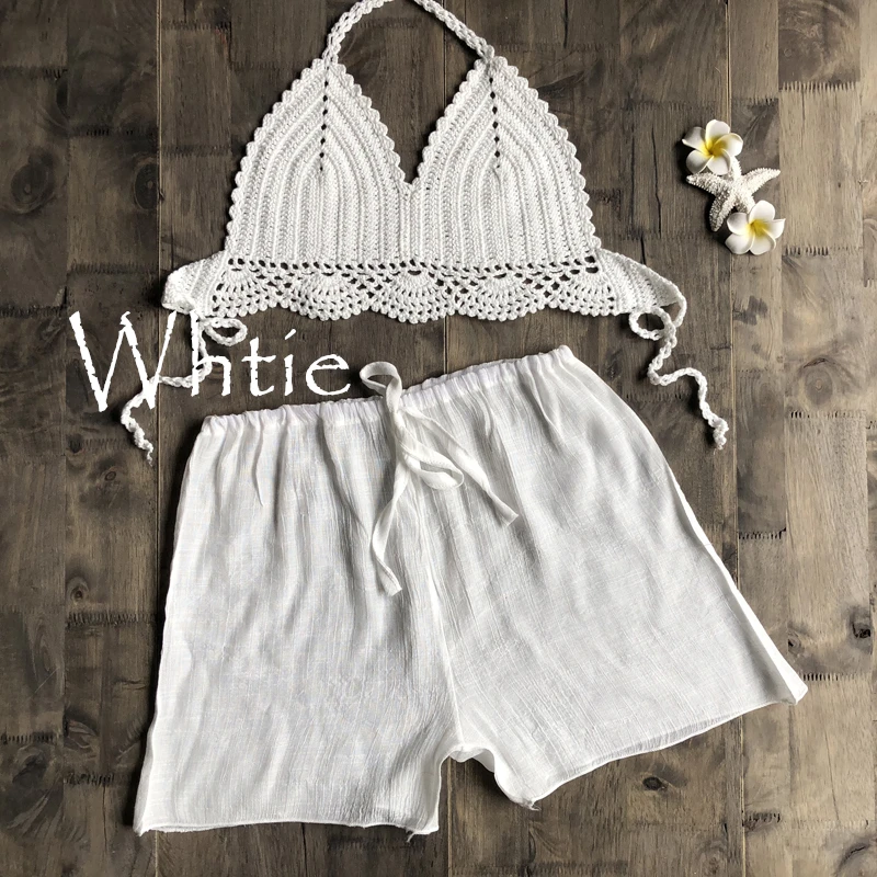 2019 New High Waist Women Beach Hot Shorts See Through Beachwear Cover Up Solid Color Women Swimwear Chiffon Shorts