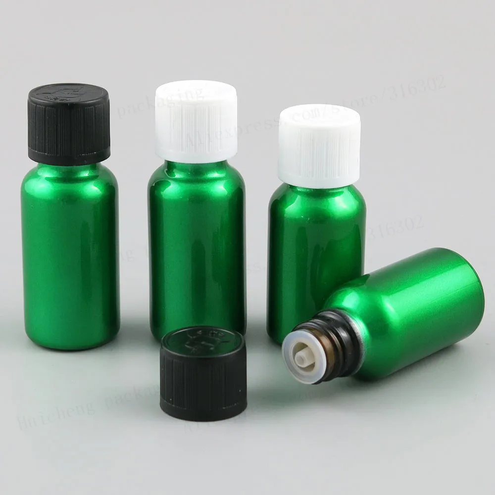 

200 x 15ml 20ml Refillable Green Glass Essential Oil Bottles 1/2OZ 2/3OZ Containers With White Black Childproof cap