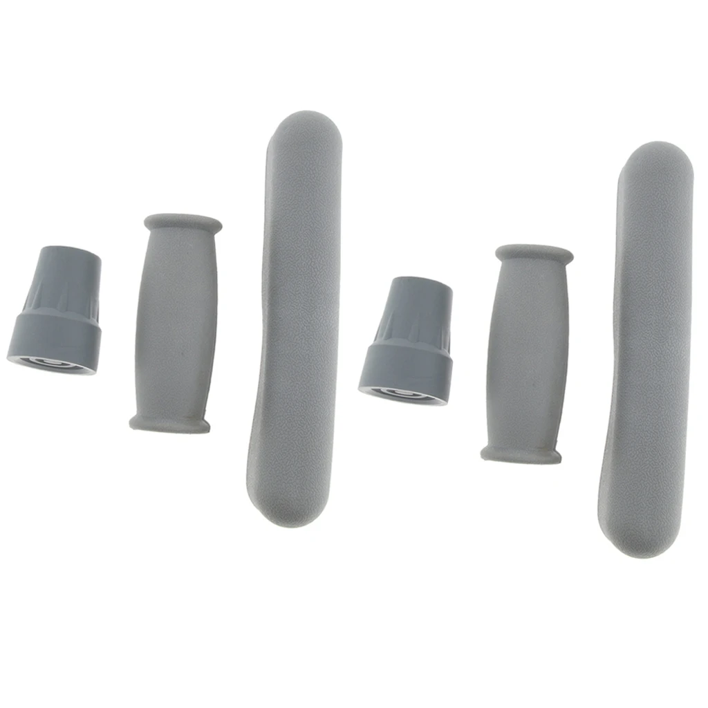 2 Set Crutch Accessory Kit Crutch Pad+Handle Grip Covers+Tip Cover Gray Rubber Crutch Replacement Part Pad