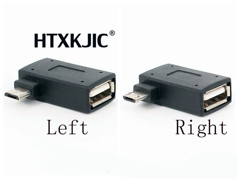 90 องศาด้านซ้ายขวาไมโคร USB 2.0 OTG HOST Adapter สำหรับแท็บเล็ต MicroUSB OTG Connector Angled
