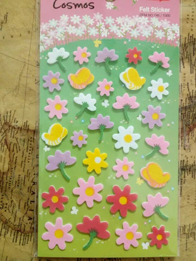 ZY DIY Pretty Blooming Colorful Flowers Printed Felt Sticker DIY Nonwoven Felt Fabric