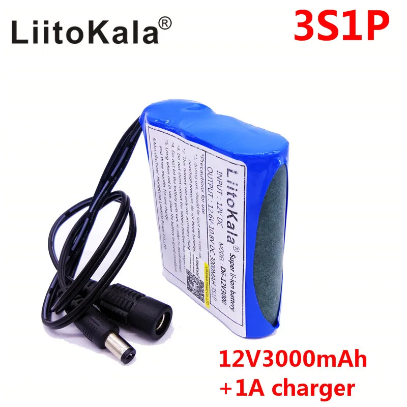 HK LiitoKala Dii-12V3000 DC 12V 3000mAh 18650 li-lon DC12V Super akumulator + ładowarka AC + przeciwwybuchowy przełącznik ue