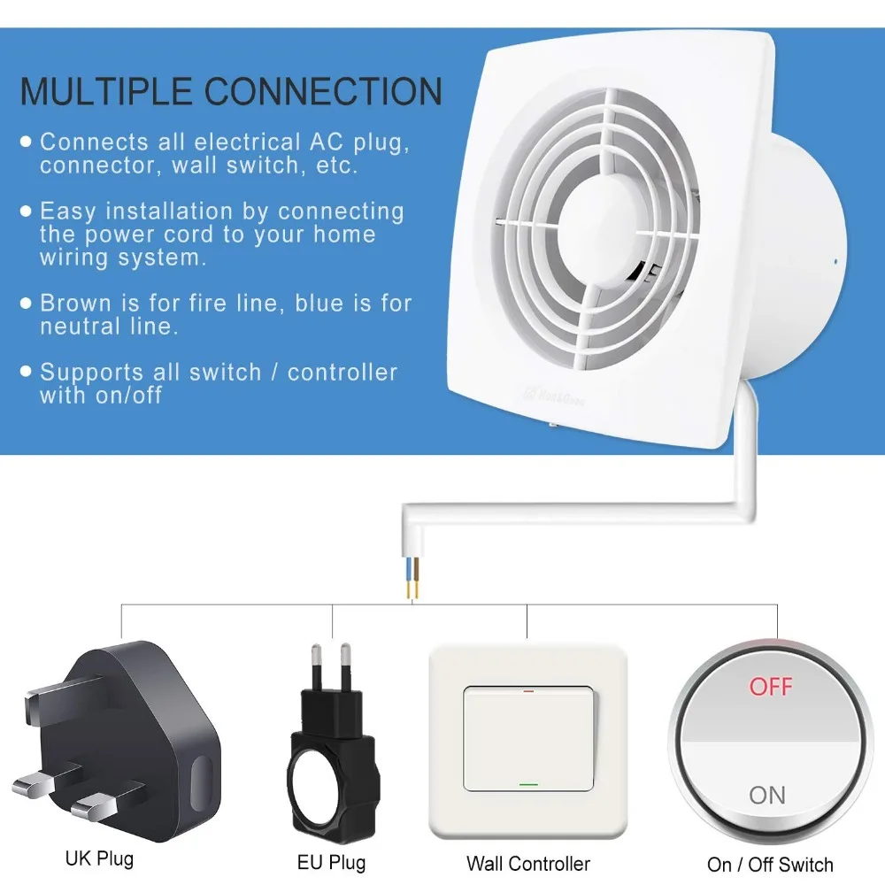 6‘’ Silent Exhaust Fan Ventilator Ceiling Wall Window Mount Bathroom Kitchen Hood Ventilation Outlet Air Extractor CFM 150D