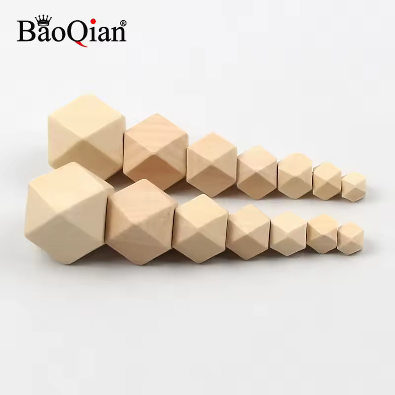 Cuentas geométricas de madera Natural sin terminar, fabricación de collares de joyería, manualidades de dentición para niños, decoración del hogar, 10-30MM