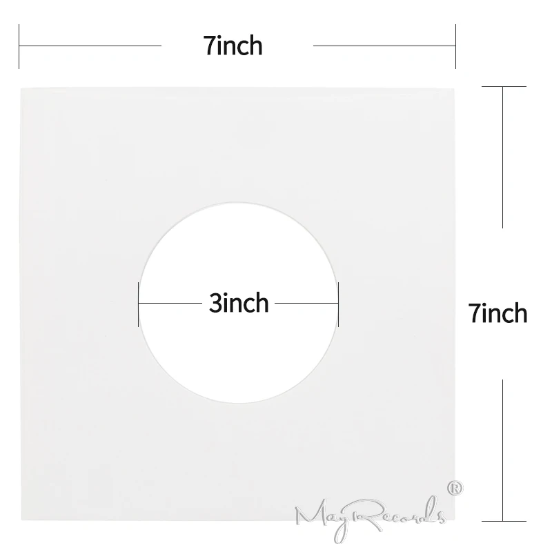 20 wysokiej jakości ciężkich tulei wewnętrznych z białego papieru pakowego z otworem na 7-calowy winyl