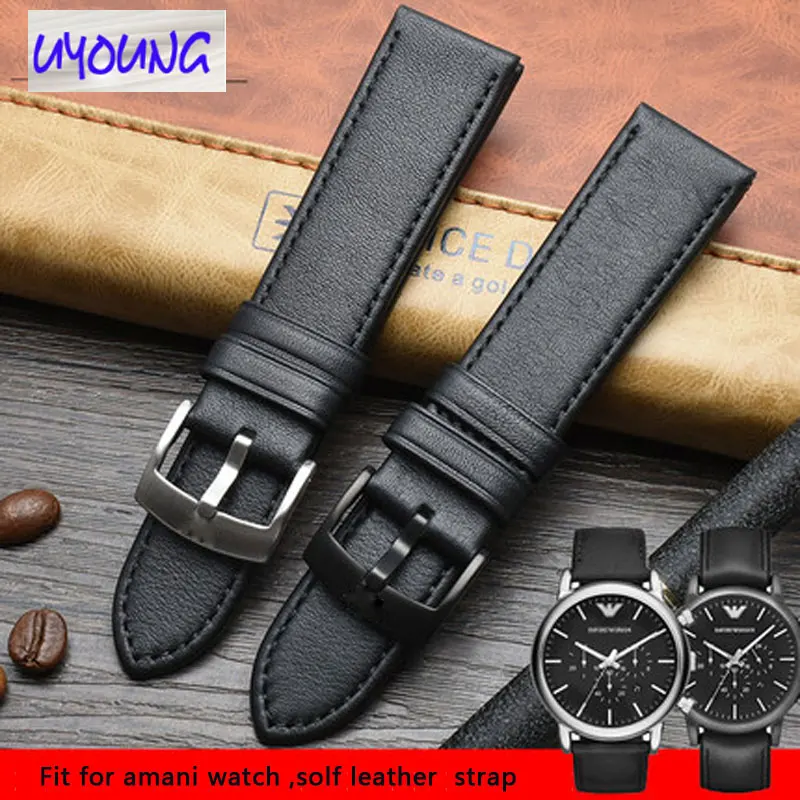 

Genuine Leather watch strap fit for Ar-mani AR1692 1694 1732 1733 1737 1809 2075 male watch