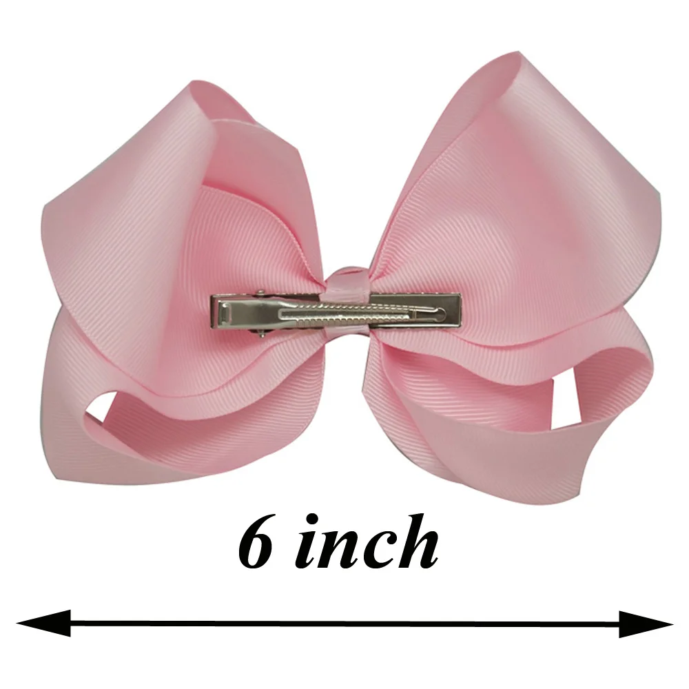 Cn 30 Stks/partij 6 "Solid Ribbon Hair Bows Met Clips Voor Meisjes Kids Boutique Knoop Jumbo Bows Hair Clips haarspelden Haar Accessoires