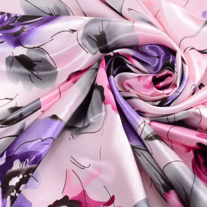 [BYSIFA] Ladies Sweet Pink Purple Square Scarves Autumn Winter Satin Scarves Muslim Headscarves 90*90cm Crepe Satin Silk Scarf