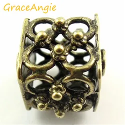 GraceAngie 고대 청동 불규칙 패턴 쥬얼리 액세서리, DIY 팔찌 파티 장식, 2mm 할로우 비즈, 팩당 8 개