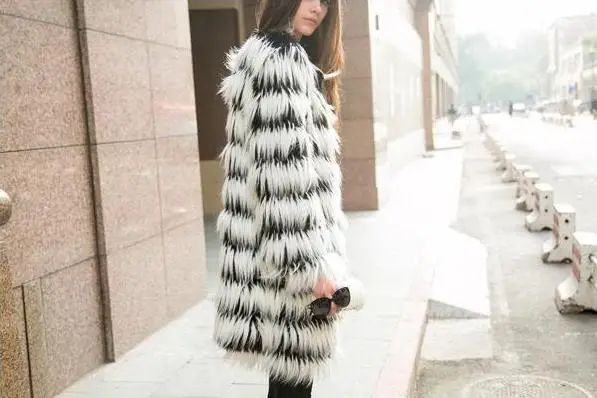 Winter women's jacket faux fur coat long sleeve fur stitching warm jacket parka female slim casual imitation fur outwear L1506