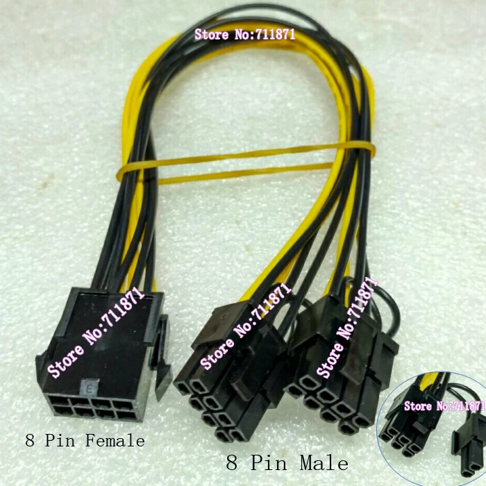 8 Pin Female to Double Male Power Cord Female to two Male 8P Computer Mainboard Power Cable Line 8Pin to Double 8P 6P Power line