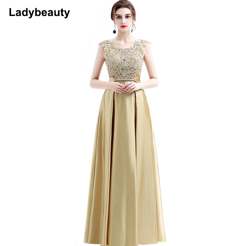 

Ladybeauty New arrival elegant party dress evening dresses Vestido de Festa appliques gown see through opening back 2019