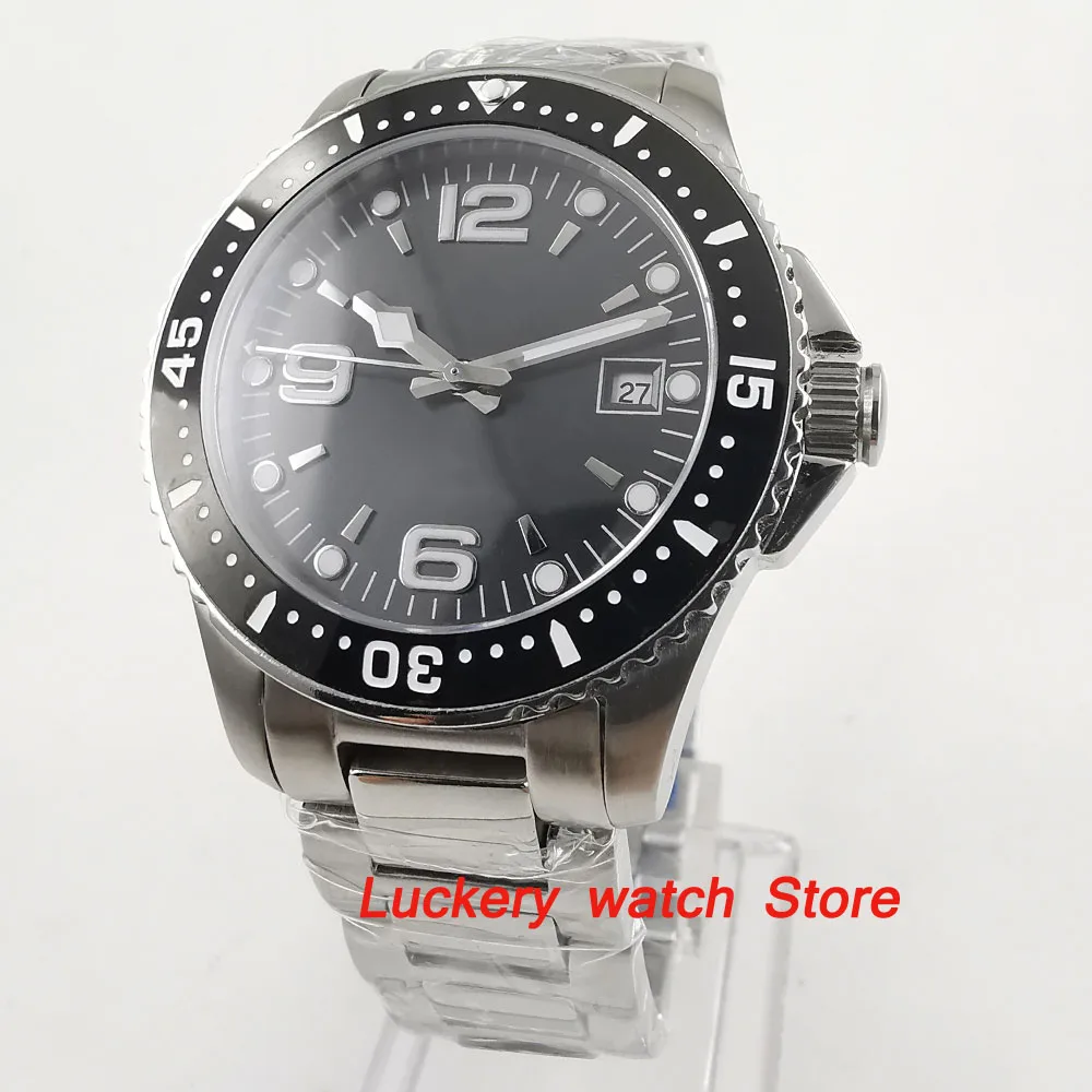 Cristal luminoso saphire para hombre, esfera negra sin logotipo de 40mm, bisel de cerámica negra, movimiento automático, watch-BA89