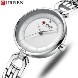 Luxus Marke CURREN Einfache Casual Quarz Uhren Frauen Silber Kleid Armbanduhr Weiblichen Uhr Damen Uhr mit Edelstahl