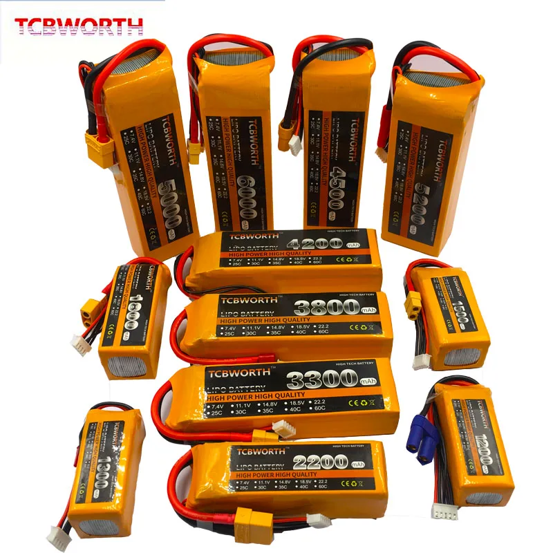 

4S RC LiPo Battery 14.8V 1800mAh 2200mAh 3300mAh 4200mAh 5200mAh 30C 40C 60C For RC Airplane Drone Helicopter Car 4S LiPo