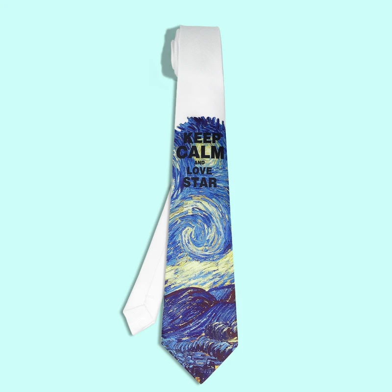 จัดส่งฟรีแฟชั่นCasualชายผู้หญิงเนคไทHeadwearเจ้าบ่าวHowtotie Van Gogh Starry Sky Tie Neckerchief Neckwear