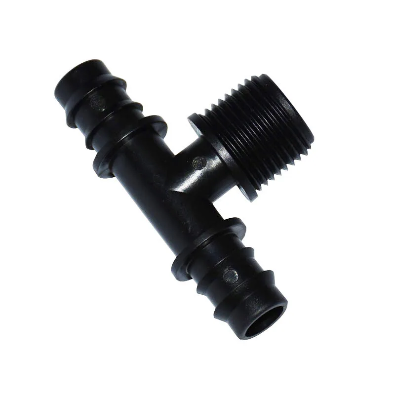 Male Thread 1/2 To The 1/2 Hose Tee Barb 16mm 2-Way Irrigation Connector Screw Male Connectors 5 Pcs