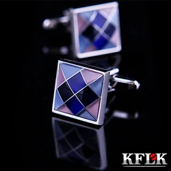 KFLK Luxury Brand cuff buttons Crystal wedding cuff links High Quality Purple abotoadura shirt cufflinks for mens Jewelry