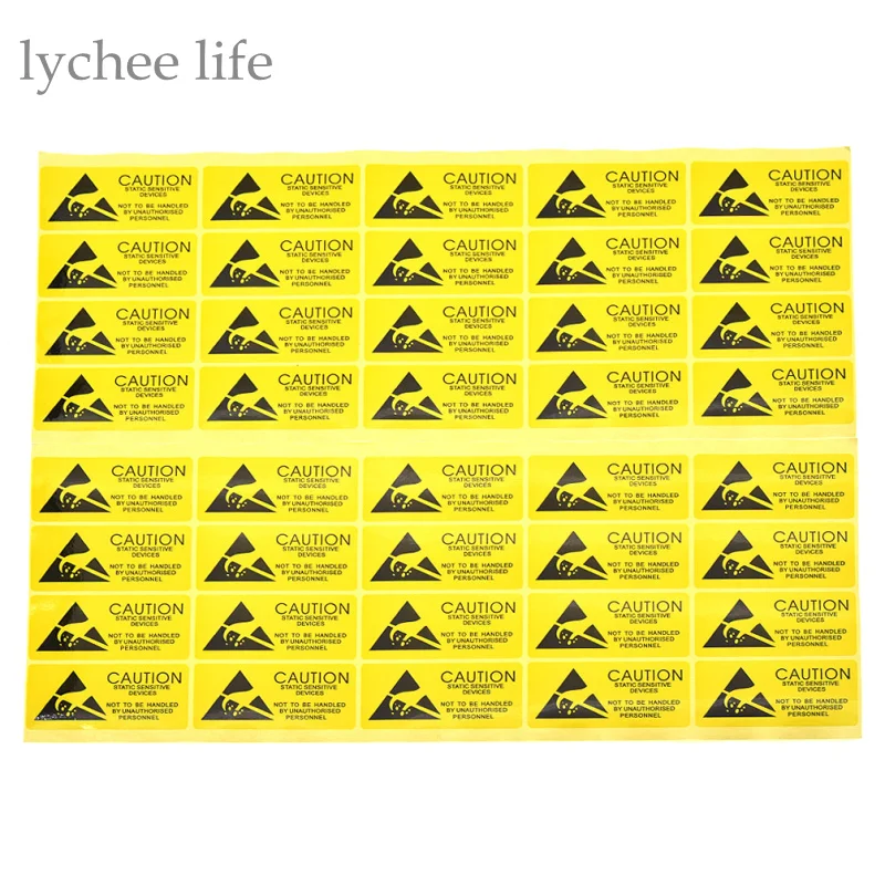 Lychee Life 100pcs Caution Sticky Sticker Adhesive Warning Label Reminder for ESD Static Sensitive Device Electronic Components