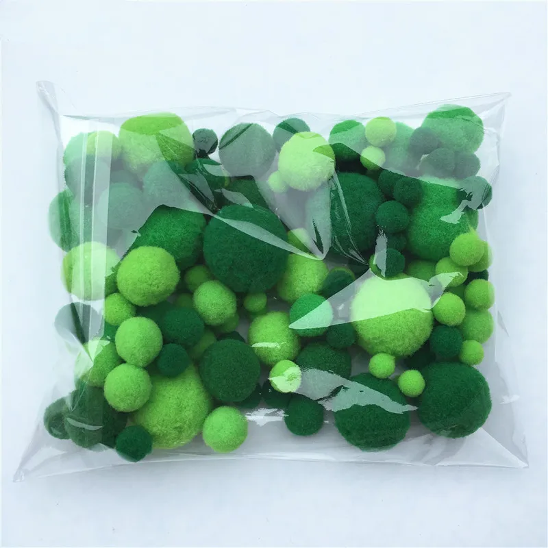 20g/lot Mix Green Colors Pompom Fur Craft DIY Soft Pom Poms Wedding Decoration/Sewing On Cloth Accessories from 8mm to 30mm