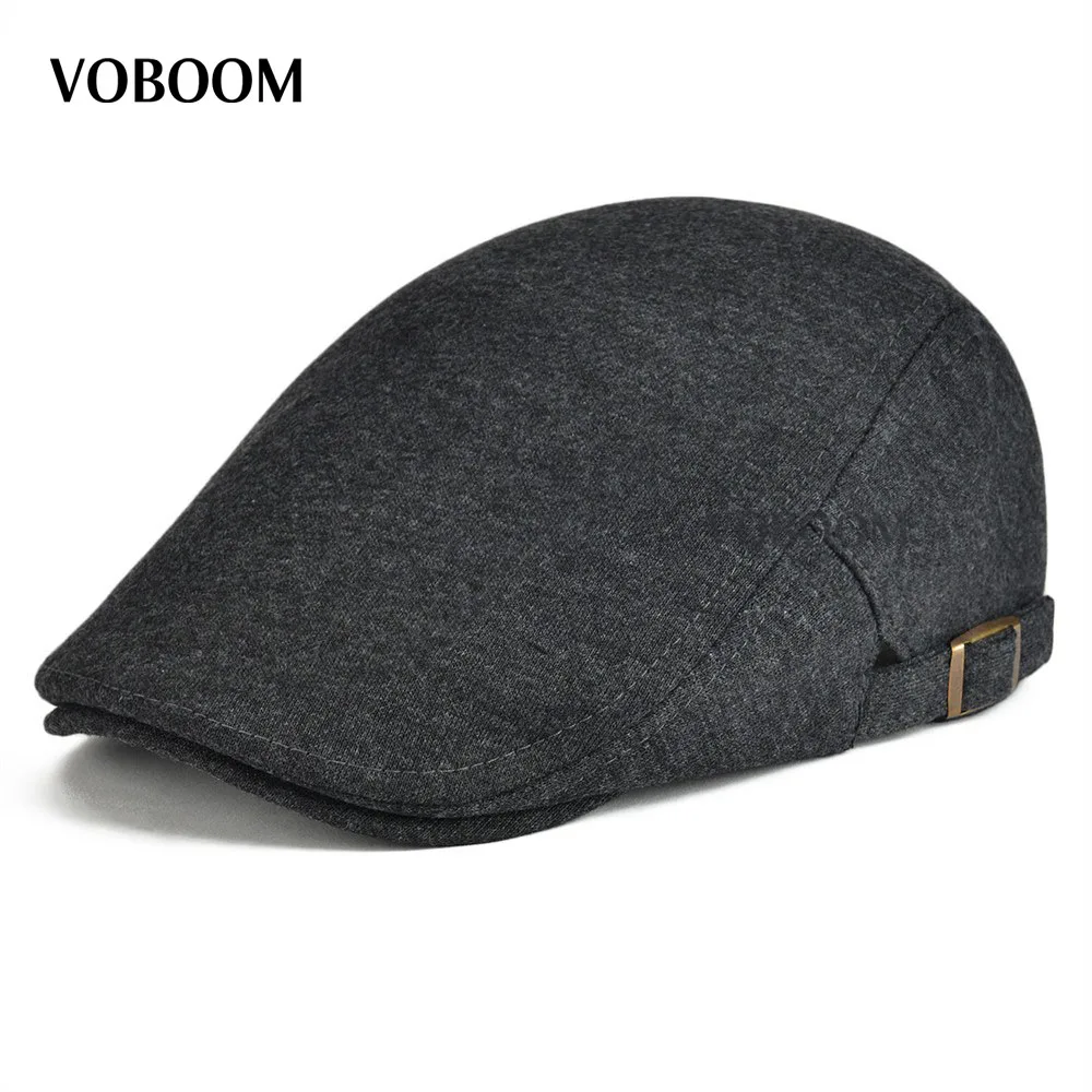 

VOBOOM Black Gray Cotton Flat Ivy Cap Men Women Soft Blue Brown Color Driving Cabbie Hat Adjustable Newsboy Caps 039