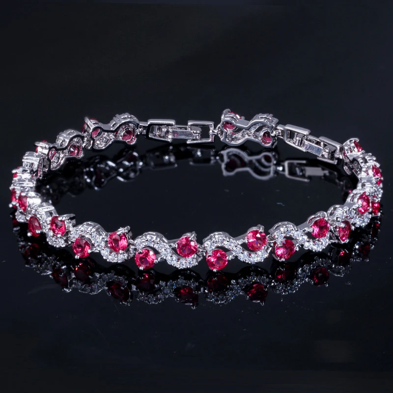 ANGELCZ Brilliant Multi Color Cubic Zirconia Stones Women Silver Color Bracelets Bangles for Femme Summer CZ Jewelry AB038