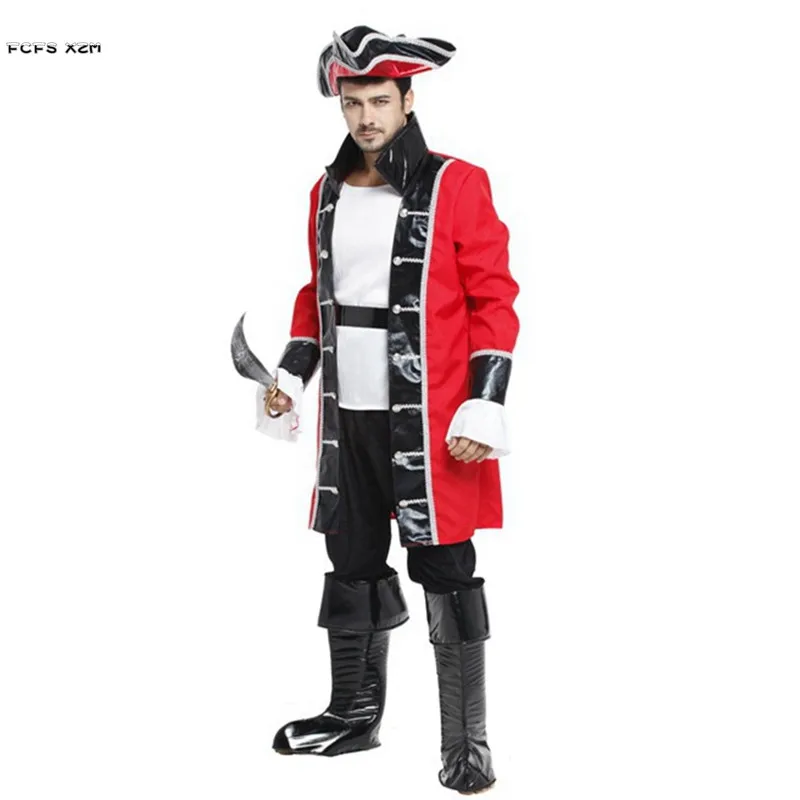 S-M Halloween Pirate Costumes for Men Warrior Cosplay Carnival Purim Parade Stage Show Masquerade Nightclub Bar Rave Party Dress