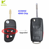 KEYECU Upgraded Flip Remote Key 433MHz 4D60 Chip for Jaguar XK XKR 2011 X-Type S-Type Uncut FO21 blade