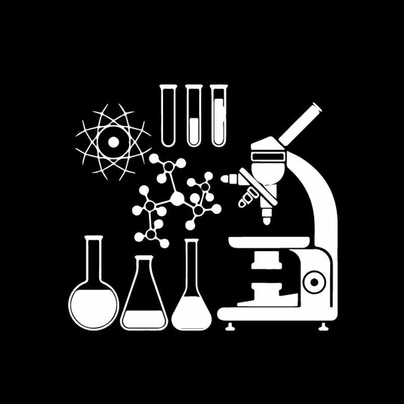 YJZT 18CM*16.5CM Microscope Scientist Chemistry Laboratory Decor Vinly Decal Car Sticker Cool Black/Silver C27-0288