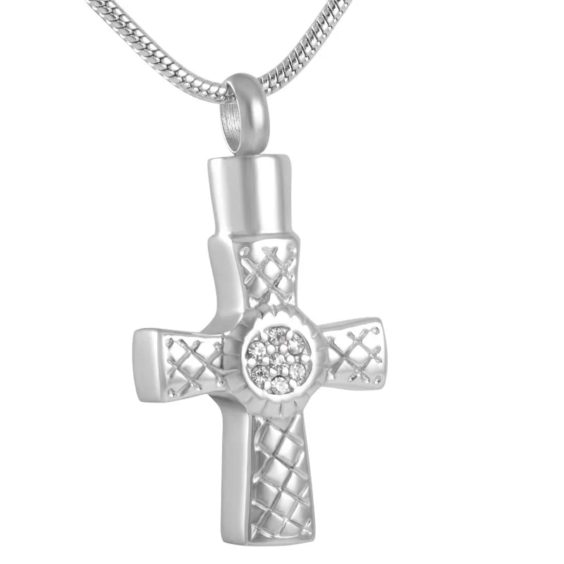 

IJD9173 Newest in 2017 stainless steel rhinestone inalry Cross Memorial Ash Keepsake Cremation Jewelry
