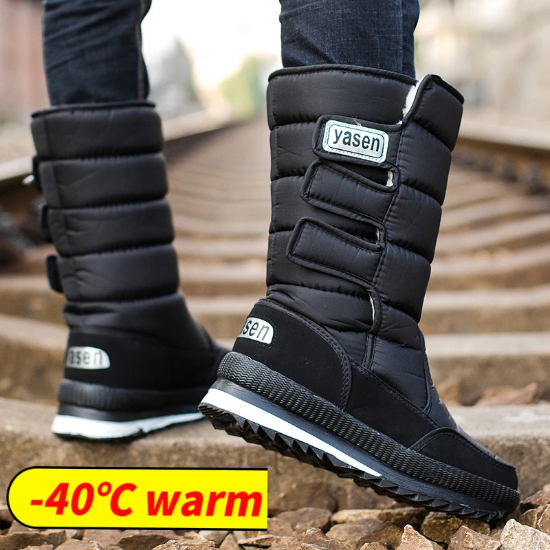 Men Boots Winter With Fur 2022 Warm Snow Boots men Fashion flat winter shoes men waterproof slip-resistant Work Shoes plus size