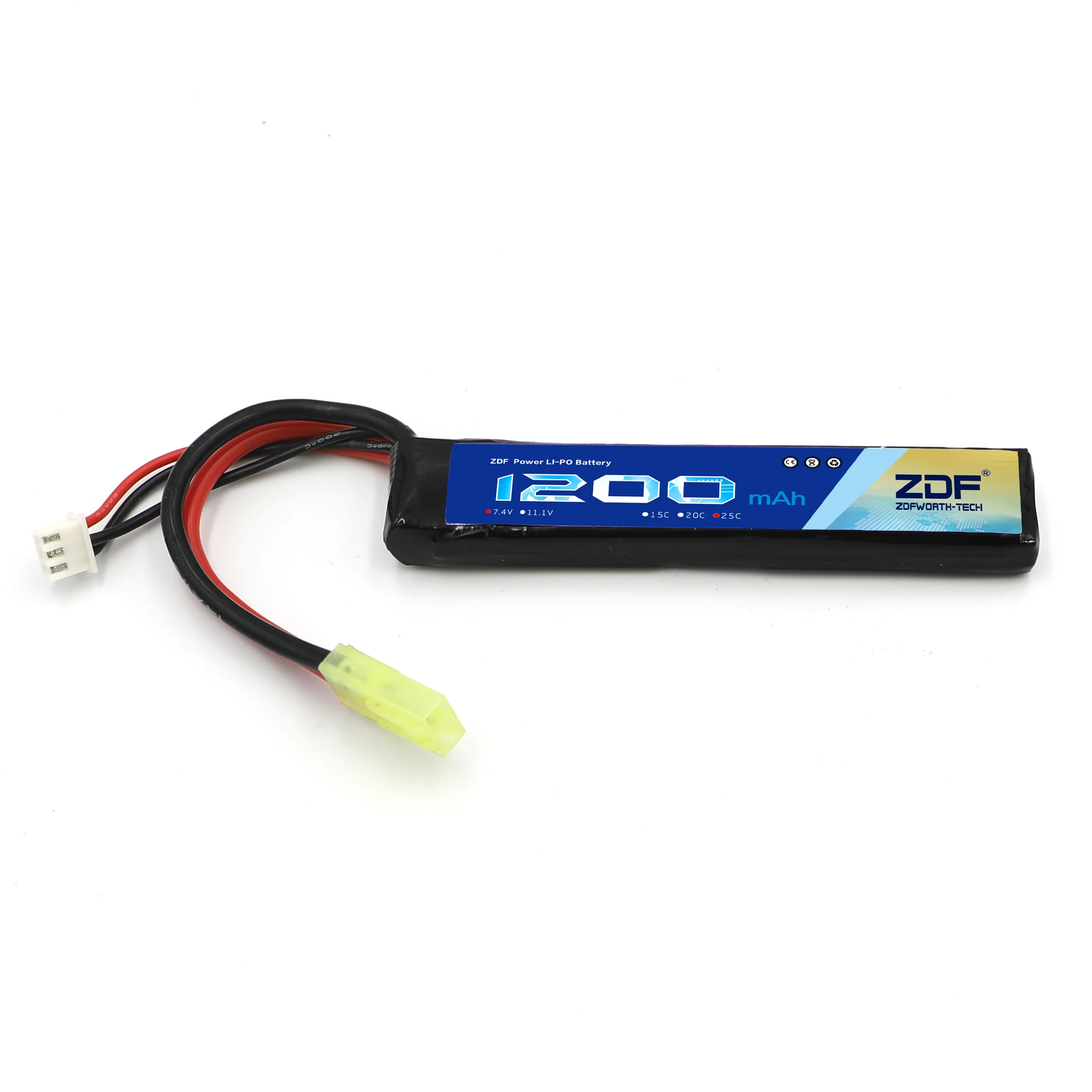 ZDF 7.4V 1200mAh 25C Max 50C 2S Lipo BatBtery z wtyczką Tamiya dla AKKU Mini Airsoft pistolet baterii Model RC