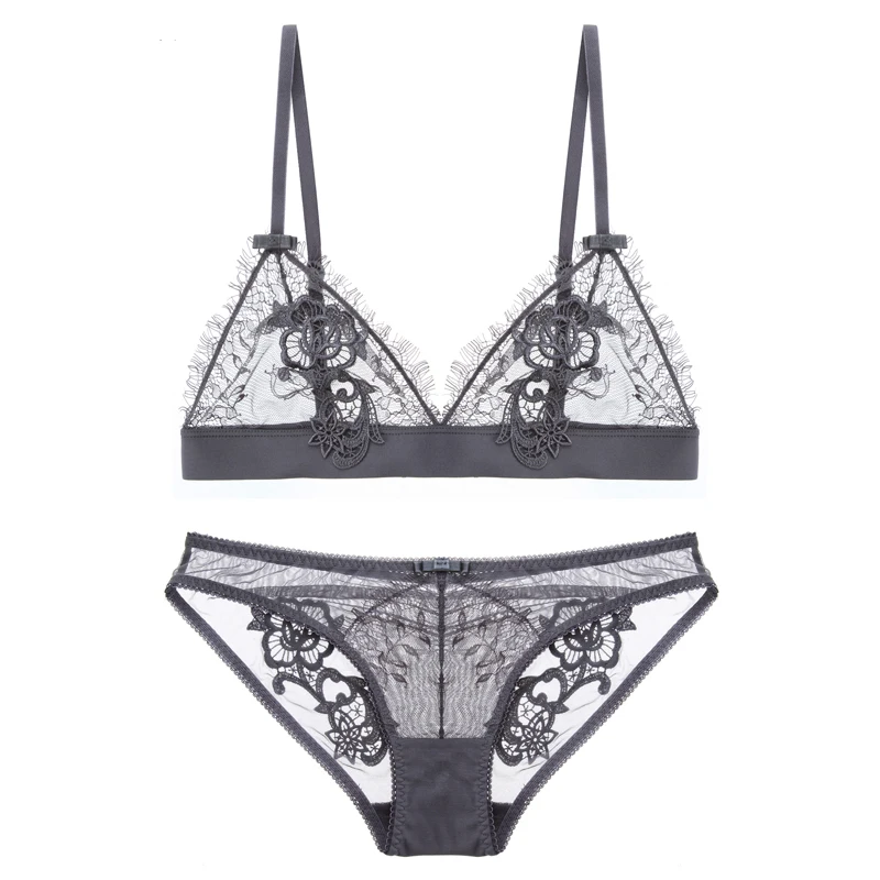 Sexy Mousse Ultra-thin Lace Bra Women Underwear Set Transparent Female See Through Top Design Underwear