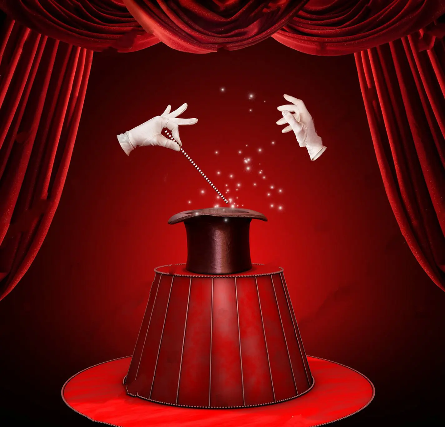 

magician magic trick red curtains backdrop High quality Computer print party photography studio background