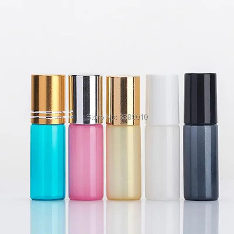 5ml 10ml Glass Essential Oil Bottles Roll On Vials With Roller Ball Cap Lid Refillable Glass Container F949