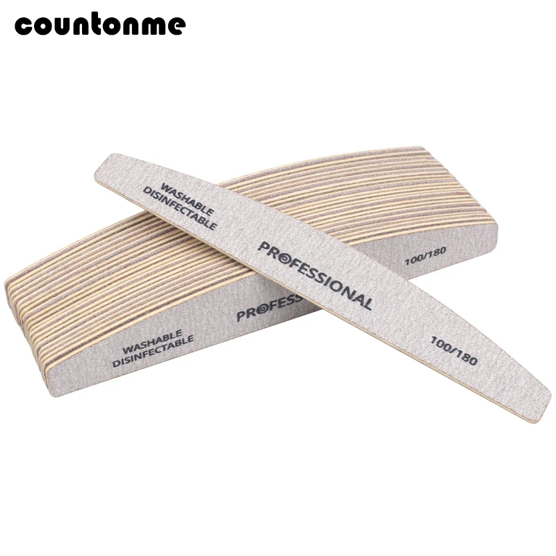 

10pcs/Lot Wooden Nail Files Professional Nail Buffer 100/180 limas manicura Block Grey Boat Gel Polishing Wood Sanding Nail File