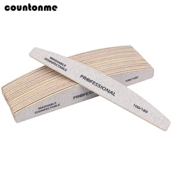 10pcs/Lot Wooden Nail Files Professional Nail Buffer 100/180 limas manicura Block Grey Boat Gel Polishing Wood Sanding Nail File