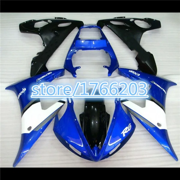 YZF R6  For  2003 2004 2005 blue black YZF-R6 03-05 Blue white YZFR6 03 04 05 YZF600 R6 Fairing Kit  Ning