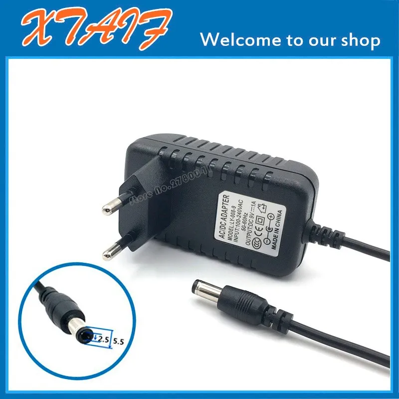 1PCS 9V1A New AC100-240V For DC 9V 1A 5.5mm x 2.1-2.5mm Charger Adapter Cable Power Supply for  EU Plug 5.5mm x 2.1-2.5m