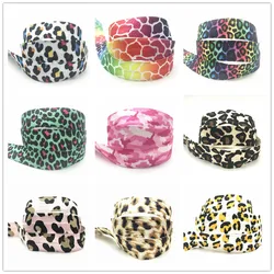 Nuovi 12 colori 10Y 15mm motivi leopardati colorati stampa piega sopra elastico FOE nastro tessitura per copricapo accessorio per cucire i capelli