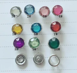 100set MIX color rhinestone pearl Press Studs Snap Fastener Popper Prong Ring snap button for Clothes Sewing for baby clothes