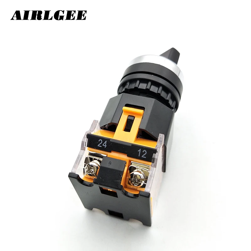 AC 400V 10A 1NO 1NC DPST 22mm Mounting hole 2 Positions Rotary Selector Latching Twist Switch