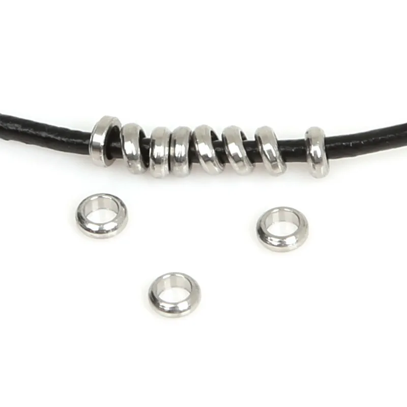 20~100pcs/pack hole 1.5mm 2mm 3mm 4mm 6mm 7mm Stainless Steel Oblate Spacer Beads Fit DIY Bracelet Necklace Beads Jewelry Making