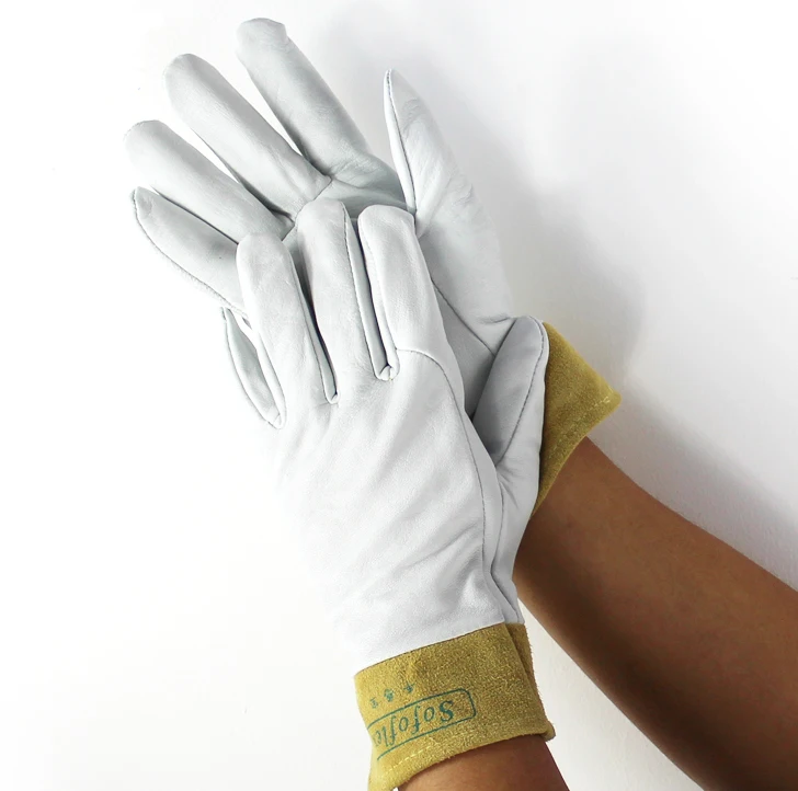 Leather Welding Work Gloves Sheepskin Goat Skin 2 Pairs Tig Mig Argon Arc Goatskin Safety Mittens